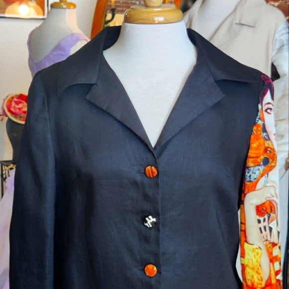 Medium Unique Linen & Silk Gustav Klimt Swing Jacket By St Louis Area Designer - Picture 3 of 14